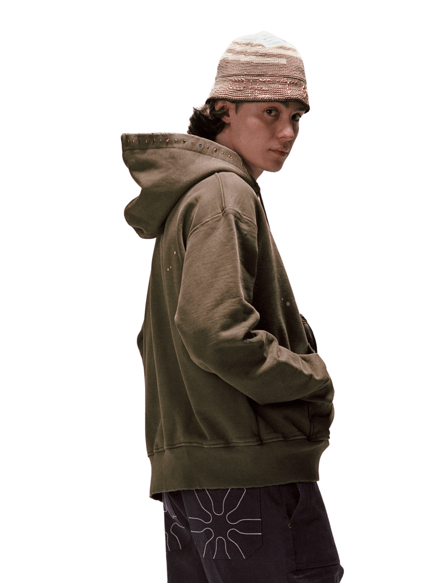 Piet Gems Faded Hoodie 600GSM - Green