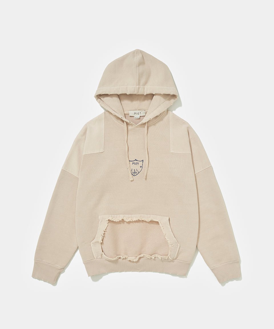 Piet Distressed Cut Out Hoodie - Beige