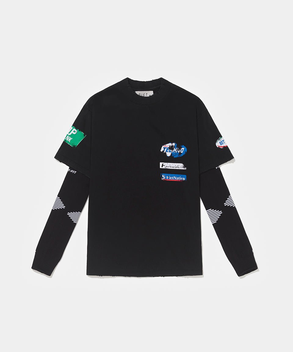 Piet F.C. Knitted Sleeve Tee - Vintage Black