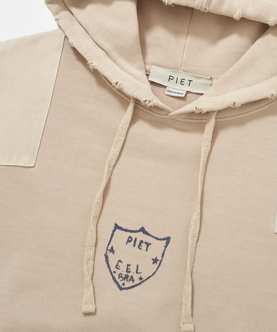 Piet Distressed Cut Out Hoodie - Beige
