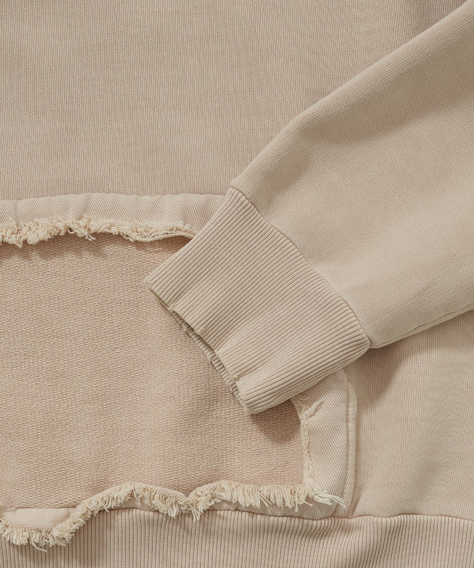 Piet Distressed Cut Out Hoodie - Beige